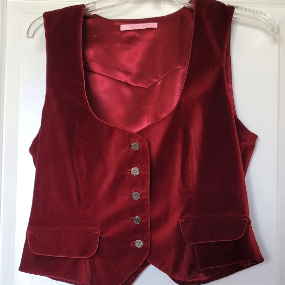 90s Vintage Velvet Maroon Vest